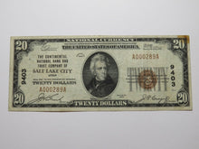 Load image into Gallery viewer, $20 1929 Salt Lake City Utah UT National Currency Bank Note Bill Ch. #9403 VF