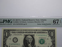 Load image into Gallery viewer, $1 2017 Radar Serial Number Federal Reserve Currency Bank Note Bill PMG UNC67EPQ