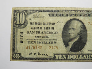 $10 1929 San Francisco California CA National Currency Bank Note Bill Ch. #9174