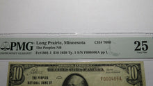 Load image into Gallery viewer, $10 1929 Long Prairie Minnesota MN National Currency Bank Note Bill Ch 7080 VF25