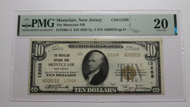 $10 1929 Montclair New Jersey NJ National Currency Bank Note Bill Ch #12268 VF20