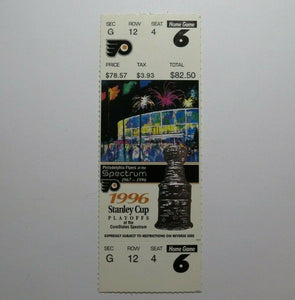 1996 Game 5 Philadelphia Flyers Vs. Panthers Last Game At Spectrum Ticket Stub