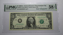 Load image into Gallery viewer, $1 2003 Radar Serial Number Federal Reserve Currency Bank Note Bill PMG AU58EPQ