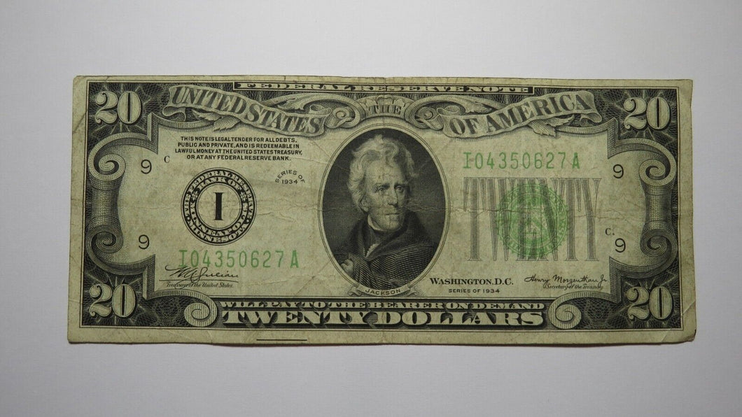 $20 1934 Minneapolis Minnesota Federal Reserve Bank Note Currency Bill Fine