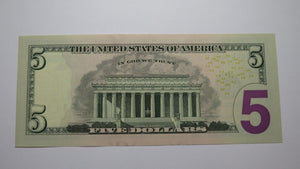$5 2013 Near Solid Serial Number Federal Reserve Bank Note Bill UNC++ #44444464