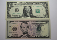 Load image into Gallery viewer, 4 $1-$5-$5-$20 Matching Consecutive Serial Numbers Federal Reserve Bank Notes