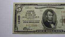 Load image into Gallery viewer, $5 1929 Albuquerque New Mexico NM National Currency Bank Note Bill #12485 VF+