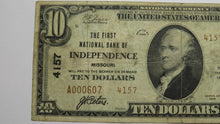Load image into Gallery viewer, $10 1929 Independence Missouri MO National Currency Bank Note Bill Ch #4157 RARE