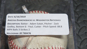2019 Adam Eaton Washington Nationals Game Used Foul Baseball Zack Godley D-Backs