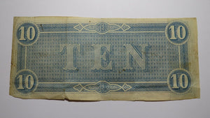 $10 1864 Richmond Virginia VA Confederate Currency Bank Note Bill T68 VF