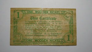 $.05 1939 Staples Minnesota MN Obsolete Currency Note! Souvenir Wooden Nickel