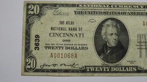 $20 1929 Cincinnati Ohio OH National Currency Bank Note Bill Charter #3639 VF
