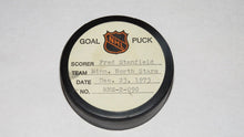 Load image into Gallery viewer, 1973-74 Fred Stanfield Minnesota North Stars Game Used Goal Scored Puck -Seals