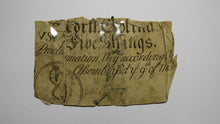 Load image into Gallery viewer, 1754 Five Shillings North Carolina NC Colonial Currency Note Bill RARE 5s