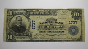 $10 1902 Hightstown New Jersey NJ National Currency Bank Note Bill Ch #1737 FINE