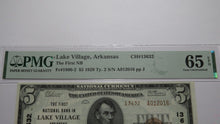 Load image into Gallery viewer, $5 1929 Lake Village Arkansas National Currency Bank Note Bill #13632 UNC65 PMG