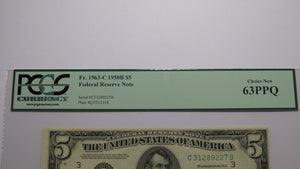 2 $5 1950 Consecutive Serial Numbers Federal Reserve Bank Note Bills NEW63 PCGS