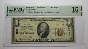 $10 1929 Stratford Oklahoma OK National Currency Bank Note Bill Ch #8524 F15 PMG
