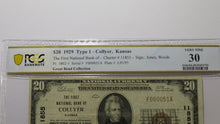Load image into Gallery viewer, $20 1929 Collyer Kansas KS National Currency Bank Note Bill Ch. #11855 VF30 PCGS
