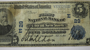 $5 1902 New York City NY National Currency Bank Note Bill! Charter #29 A Prefix