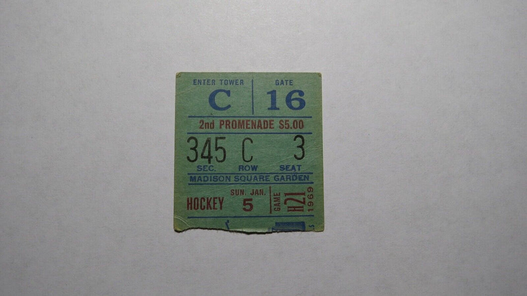 January 5, 1969 New York Rangers Vs. Minnesota North Stars Hockey Ticket Stub!