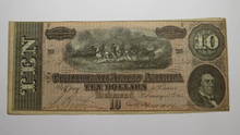 Load image into Gallery viewer, $10 1864 Richmond Virginia VA Confederate Currency Bank Note Bill T68 Very Fine!