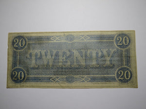 $20 1864 Richmond Virginia VA Confederate Currency Bank Note Bill T67 Very Fine+