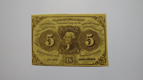 1863 $.05 First Issue Fractional Currency Obsolete Bank Note Bill! 1st UNC NEW+