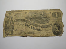 Load image into Gallery viewer, $1 1862 Richmond Virginia VA Confederate Currency Bank Note Bill RARE T44