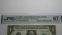 Load image into Gallery viewer, $1 2003A Repeater Serial Number Federal Reserve Currency Bank Note Bill UNC67EPQ