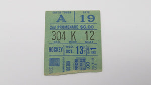 October 13, 1971 New York Rangers V Boston Bruins Hockey Ticket Stub Stanley Cup
