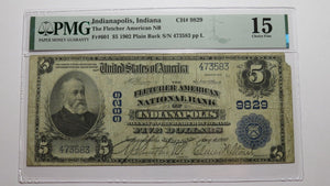 $5 1902 Indianapolis Indiana National Currency Bank Note Bill Ch. #9829 F15 PMG