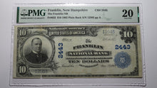 Load image into Gallery viewer, $10 1902 Franklin New Hampshire NH National Currency Bank Note Bill #2443 VF20