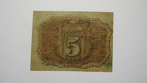 1863 $.05 Second Issue Fractional Currency Obsolete Bank Note Bill 2nd VF