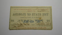 Load image into Gallery viewer, $.10 1863 Tallahassee Florida Obsolete Currency Bank Note Bill State of FL XF++