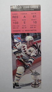January 13, 1993 New York Rangers Vs. Washington Capitals NHL Hockey Ticket Stub