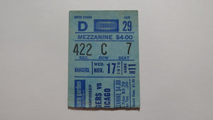 November 17, 1976 New York Rangers Vs Chicago Blackhawks NHL Hockey Ticket Stub