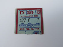 Load image into Gallery viewer, February 19, 1969 New York Rangers Vs. Detroit Red Wings NHL Hockey Ticket Stub