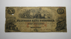 $10 1853 Winnsboro South Carolina SC Obsolete Currency Bank Note Bill Fairfield