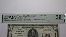 Load image into Gallery viewer, $5 1929 Yazoo City Mississippi National Currency Bank Note Bill #12587 AU50 PMG