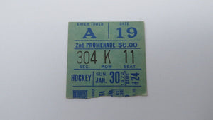 January 30, 1972 New York Rangers Vs. Minnesota North Stars Hockey Ticket Stub