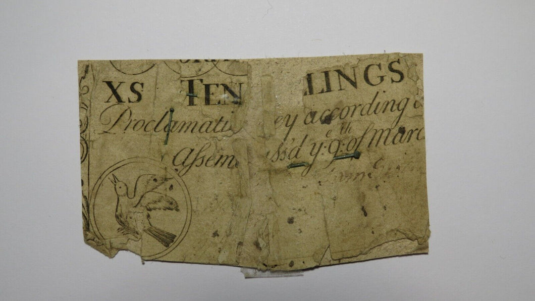 1754 Ten Shillings North Carolina NC Colonial Currency Note Bill RARE 10s!