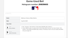 Load image into Gallery viewer, 2020 Hanser Alberto Baltimore Orioles Game Used Single MLB Baseball! 1B Hit!