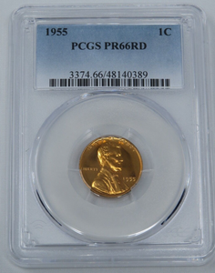 1955 Proof Lincoln Wheat Cent Penny Graded PR66RD by PCGS Red Proof Coin