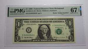 2 $1 1985 & 1999 Matching Radar Serial Numbers Federal Reserve Bank Note Bills