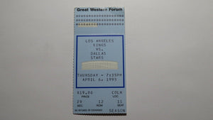 April 6, 1995 Los Angeles Kings Vs. Dallas Stars Hockey Ticket Stub Gretzky Goal