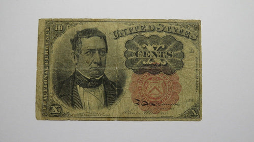 1874 $.10 Fifth Issue Fractional Currency Obsolete Bank Note Bill VG Condition