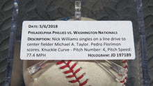 Load image into Gallery viewer, 2018 Nick Williams Philadelphia Phillies RBI Single Game Used Baseball 1B Hit