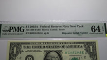 Load image into Gallery viewer, $1 2003 Repeater Serial Number Federal Reserve Currency Bank Note Bill PMG UNC64