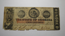 Load image into Gallery viewer, $100 1863 Milledgeville Georgia GA Obsolete Currency Bank Note Bill! State of GA